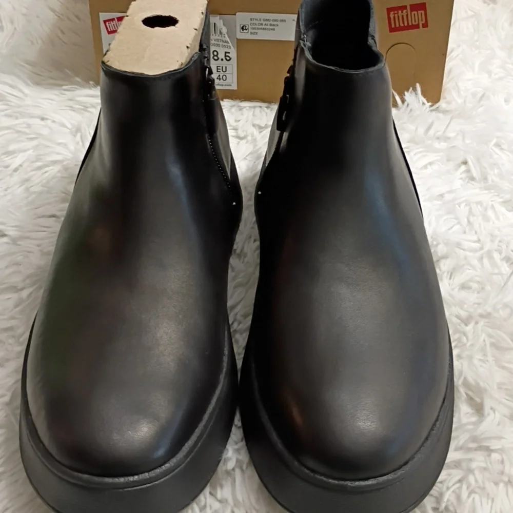 Fitflop F-Mode Leather Platform Zip Ankle Boots Women's Sz 8.5  EU 40 🆕 - Picture 8 of 11